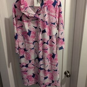 Aryeh Pink and Blue Floral Midi Dress